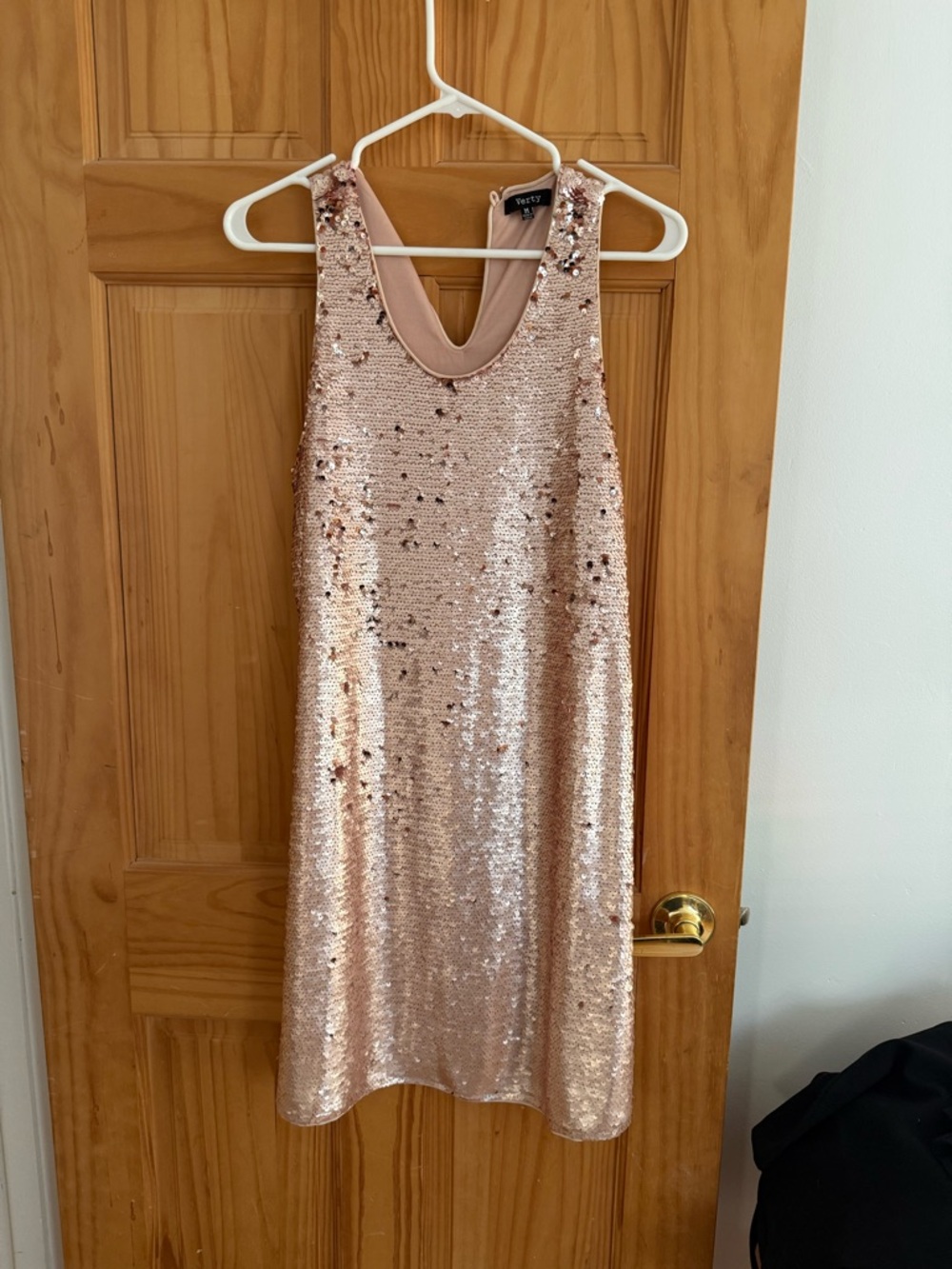 verty Rose Gold Sequin Mini Dress